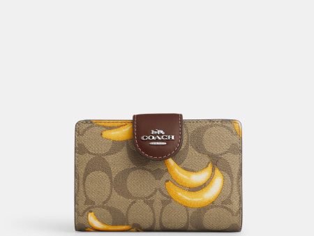 Coach Cartera Medium Corner Print Banana *en existencia* For Cheap