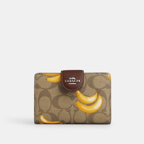 Coach Cartera Medium Corner Print Banana *en existencia* For Cheap