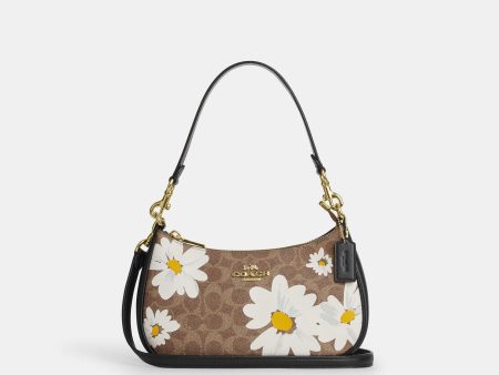 Coach Bolsa Teri Shoulder Floral en Signature Canvas *en existencia* Online now