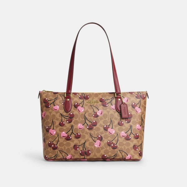 Coach Bolsa Galery Tote Print Cherry en Signature Canvas *bajo pedido* For Cheap