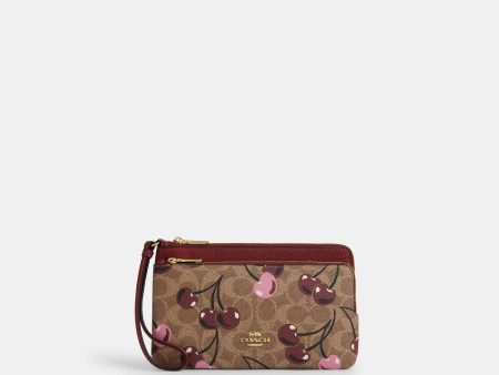 Coach Cartera Wristlet Doble Zíper Print Cherry en Signature Canvas *bajo pedido* Fashion