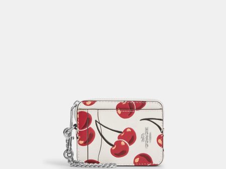 Coach Cartera Zip Card Case Print Cherry bajo pedido* Hot on Sale