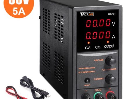 TACKLIFE DC Power Supply Variable, 30V 5A with 4 Digits Display, Course and Fine Adjustments(00.01V, 0.001A)-MDC01 Cheap