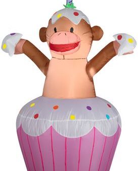 Party Time Airblown Inflatable Cupcake with Monkey Yard Decor Supply